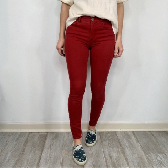 Loft Jeggings Red Skinny Jeans Stretch 